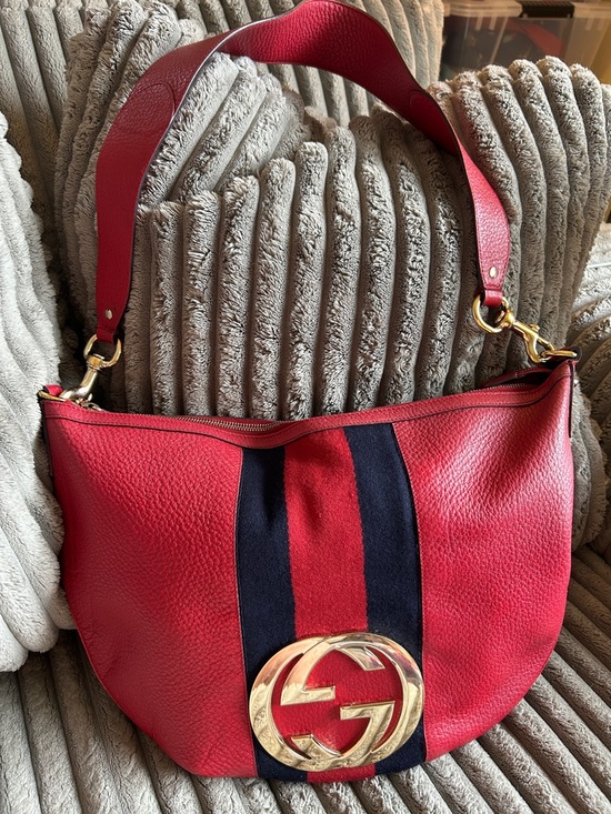 Gucci Handbags - Gucci Blondie XL Shoulder Bag Purse GG RARE Tom Ford Era Red Pebbled Leather